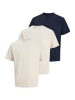 Jack & Jones T-Shirt Organic Relaxed in Creme / dunkelblau