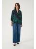 Kaffe Langarm-Bluse KAisa A-shape in Black/Green Painted Flower