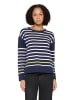 CARTOON Strickpullover mit Rundhalsausschnitt in Blau/Weiß