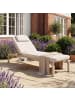 ABRIHOME Gartenliege in Beige mit Ausziehtisch 5 Stufen verstellbar Kopfstütze