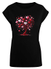 F4NT4STIC Extended Shoulder T-Shirt Herz Baum Aquarell Druck in schwarz