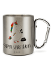 Mr. & Mrs. Panda Karabiner Tasse Einhorn Sekretärin mit Spruch in Silber