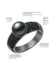 Valero Pearls Ring aus Sterling Silber mit Zirkonia Süßwasser-Zuchtperle in schwarz
