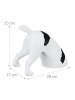 relaxdays Hund-Gartenfigur "buddelnd" in Weiß/ Schwarz - (B)28 x (H)23 x (T)17 cm