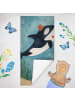 Mr. & Mrs. Panda Strandtuch Orca Zylinder Design ohne Spruch in OZeichenanblue