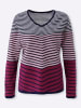 Sieh an! Langarm-Pullover in mauve-marine-geringelt