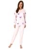NORMANN Pyjama Schlafanzug langarm Bündchen und Blumenprint in rosa