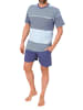 NORMANN Kurzarm Schlafanzug Pyjama Shorty Streifen in hellblau