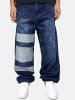 DADA Baggy Denim Jeans im Patchwork Retro-Stil in Blau