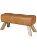 KADIMA DESIGN Sitzhocker | Holz, 90x30x43cm, Echtleder, Springbock
