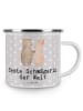 Mr. & Mrs. Panda Camping Emaille Tasse Hase Beste Schwägerin der... in Grau Pastell