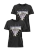 ONLY 2er-SET Print T-Shirt Kurzarm Top mit Design Druck in Schwarz