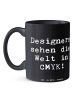 Mr. & Mrs. Panda Teetasse Spruch CMYK Designer mit Spruch in Schwarz