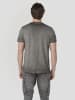 KOROSHI Henley cotton print-emb washed t-shirt in grau