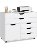 COSTWAY Rollcontainer mit 5 Schubladen 77,5 x 40 x 64 cm in Weiß