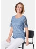 GOLDNER Festbluse mit floraler Spitze in regattablau