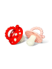 RaZbaby Beißringe 2er logopädisch Pilze für Babys 100% Silikon 3M+ in Rosa