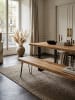 KADIMA DESIGN Sitzbank Massivholz | Landhausstil, Metallbeine, Verschiedene Größen in Beige