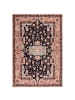 KADIMA DESIGN Wollteppich Orient Traditionelles Blumenmuster, Wohnzimmer in Rosa-Schwarz