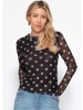 SASSYCLASSY Mesh Langarmshirt mit großen Punkten in Blau