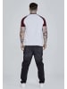 SikSilk T-Shirt Raglan in White, Burgundy