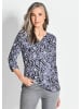 GOLDNER Kurzgröße:  Jerseybluse Bluse mit Muster, Halbarm in marine / gemustert
