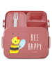 Mr. & Mrs. Panda Bentobox Biene Happy Motiv mit Spruch in Rot Pastell