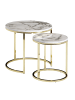 KADIMA DESIGN Beistelltisch 2er-Set | Marmor-Optik, Weiß/Gold, Edel in Weiß