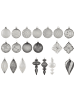 Beliani 35er-Set Weihnachtsbaumkugeln FROSTFALL in Grau/Silber/Weiß