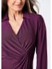GOLDNER Kurzgröße:  Elegantes Jerseykleid mit V-Ausschnitt in aubergine