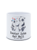 Mr. & Mrs. Panda Pflanzkübel Panda Bester Sohn der Welt mit Spruch in Weiß