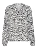 Kaffe Bluse langarm KAmathilde Loose fit in Chalk/Black Graphic Lines