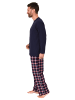 NORMANN Schlafanzug lang Pyjama FlanellHose Karo - 76605 in marine