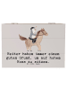 Mr. & Mrs. Panda Erinnerungskiste Reitsport Stolz mit Spruch in Grau Pastell