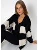 SASSYCLASSY Oversize Strick-Cardigan in Offhwite, Schwarz