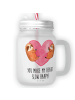 Mr. & Mrs. Panda Trinkglas Faultiere Herz mit Spruch in Transparent