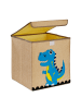 relaxdays Kinder-Aufbewahrungsbox "Dino" in Beige/ Hellblau - (B)33 x (H)33 x (T)33 cm