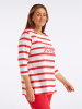 sheego U-Boot-Shirt in weiß-erdbeere-geringelt