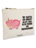 Mr. & Mrs. Panda Make-Up Tasche Einhorn Schwein mit Spruch in Weiß