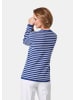GOLDNER Basicpullover mit V-Ausschnitt in dunkelblau / weiß / geringelt