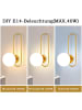 ZMH Wandleuchte in gold 1-flammige E14 Glaskugel Design modern oval Flurlampe