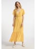 DreiMaster Damen Kleid in Senfgelb Wollweiss