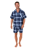 NORMANN Kurzarm Flanell Schlafanzug Shorty Pyjama kariert - 88115 in marine