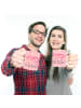 Mr. & Mrs. Panda Kindertasse Einhorn Schwein mit Spruch in Rot Pastell