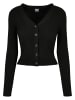 Urban Classics Urban Classics Damen Ladies Short Rib Knit Cardigan in black