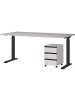 KADIMA DESIGN Büro-Set, Schreibtisch & Rollcontainer, Einstellbar 68-91 cm in Greige-Schwarz