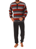 NORMANN Frottee Schlafanzug Bündchen Blockstreifen - 81352 in rot