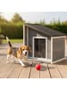 relaxdays Hundehütte in Grau/ Weiß – (B)71 x (H)77 x (T)58 cm