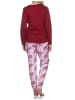 NORMANN Pyjama Schlafanzug langarm Hose floralem print in rot