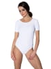 Aquarti Aquarti Damen Ballett Trikot Kurzarm Tanz-Body in weiß
